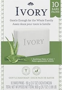 Ivory Bar Soap Notes of Aloe, 900 g Total (10 Count of 90 g Each)